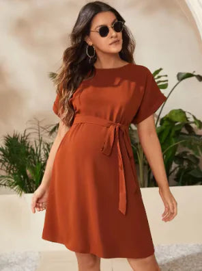 Maternity Bat Sleeve Girdle Dress