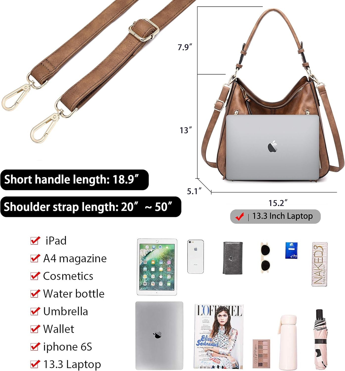 Hobo Bags for Women Handbags Purse Ladies Boho Shoulder Bag Crossbody Purses Faux Leather