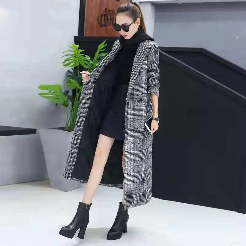 Over-the-Knee Woolen Coat for Women