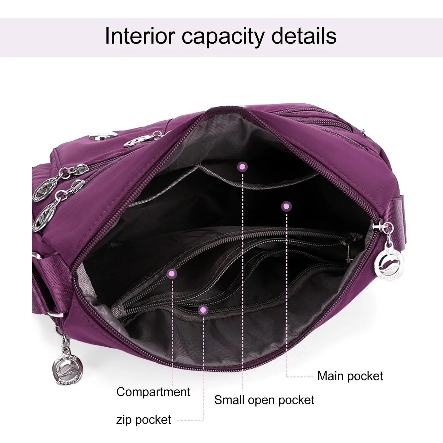 Crossbody Bags for Women, Multiple Pockets Shoulder Bag, Ladies Purses Fashion Handle Satchel - Black