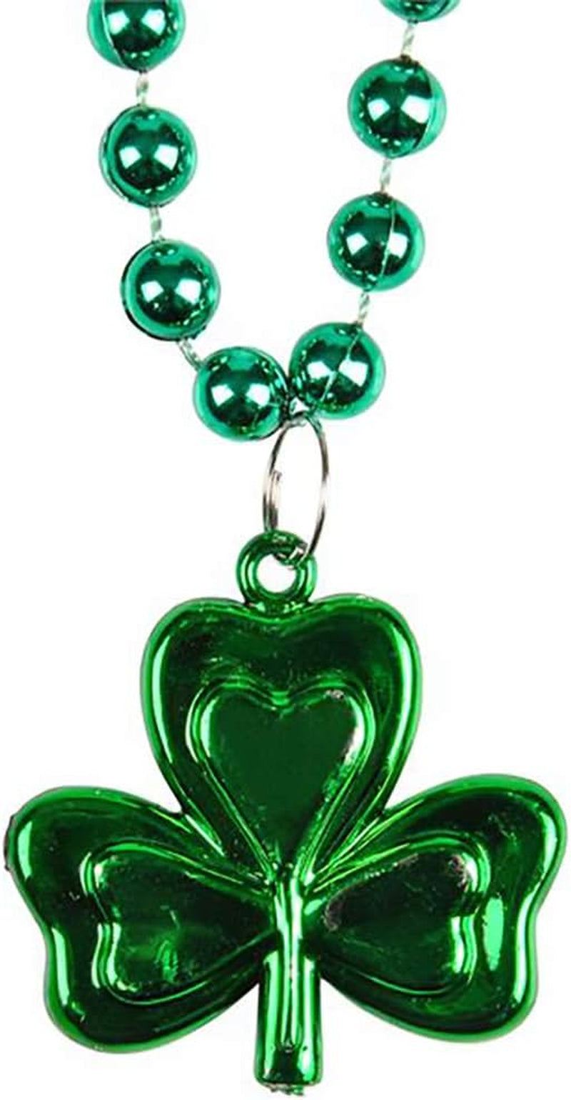 St. Patrick'S Beer Mug Beads & Shamrock Necklace Variety Pack, Metallic Green, 33 Inch (8Mm) (12-Pack)