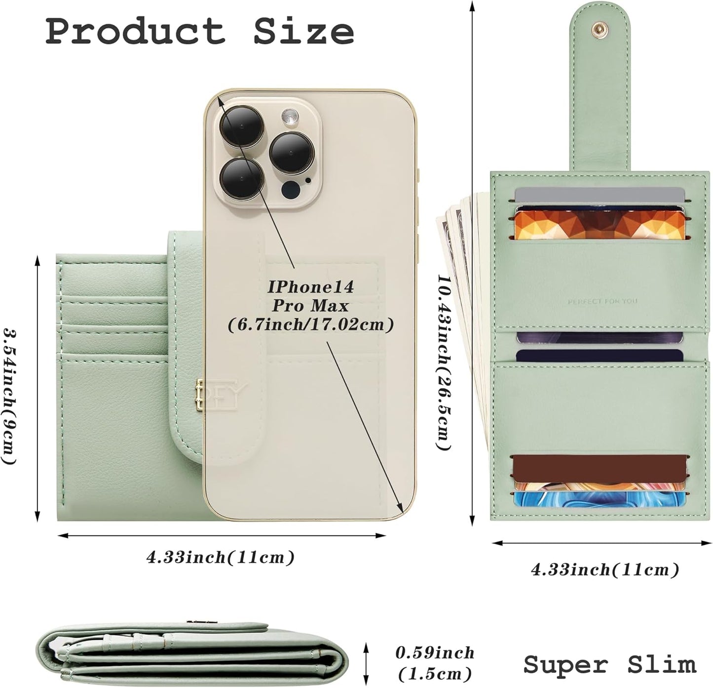 Small Wallets for Women Slim Bifold Credit Card Holder Minimalist Zipper Coin Pocket