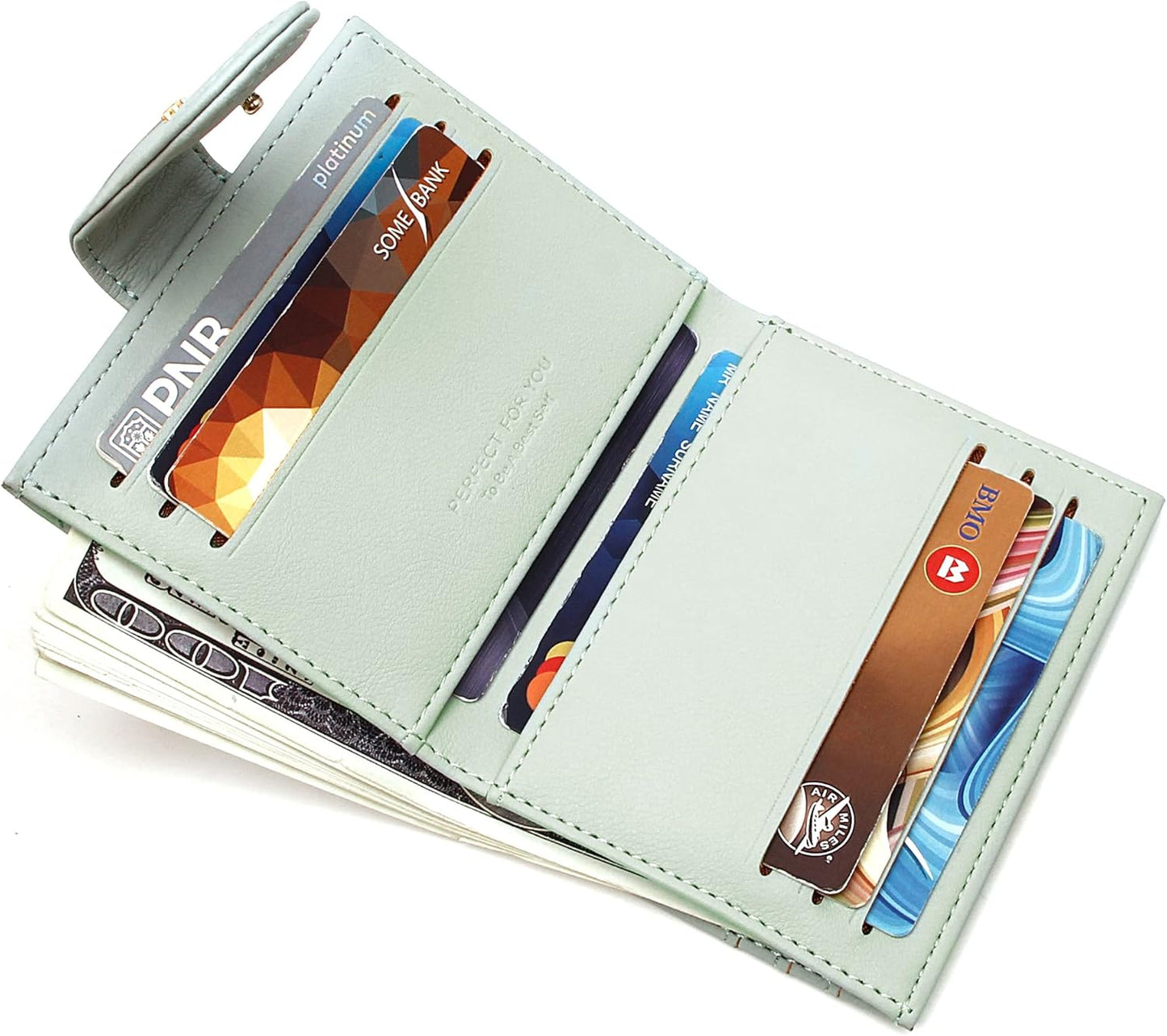 Small Wallets for Women Slim Bifold Credit Card Holder Minimalist Zipper Coin Pocket