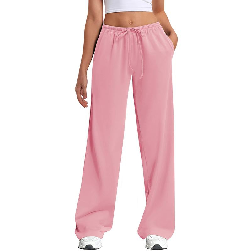 Women'S Wide Leg Sweatpants Straight Leg Lowrise Sweat Pants Drawstring Elastic Low Waist Pants with Pockets