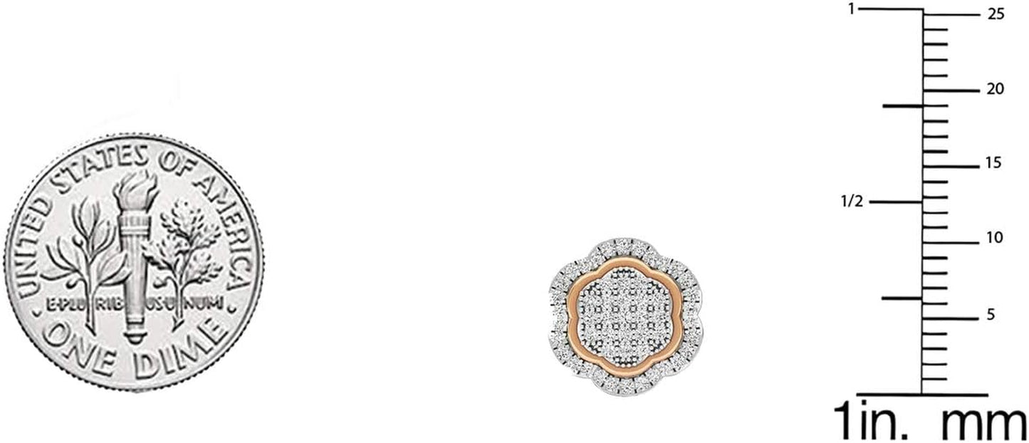 0.35 Cttw 14K round White Diamond Womens Cluster Flower Earrings 1/, Solid Gold