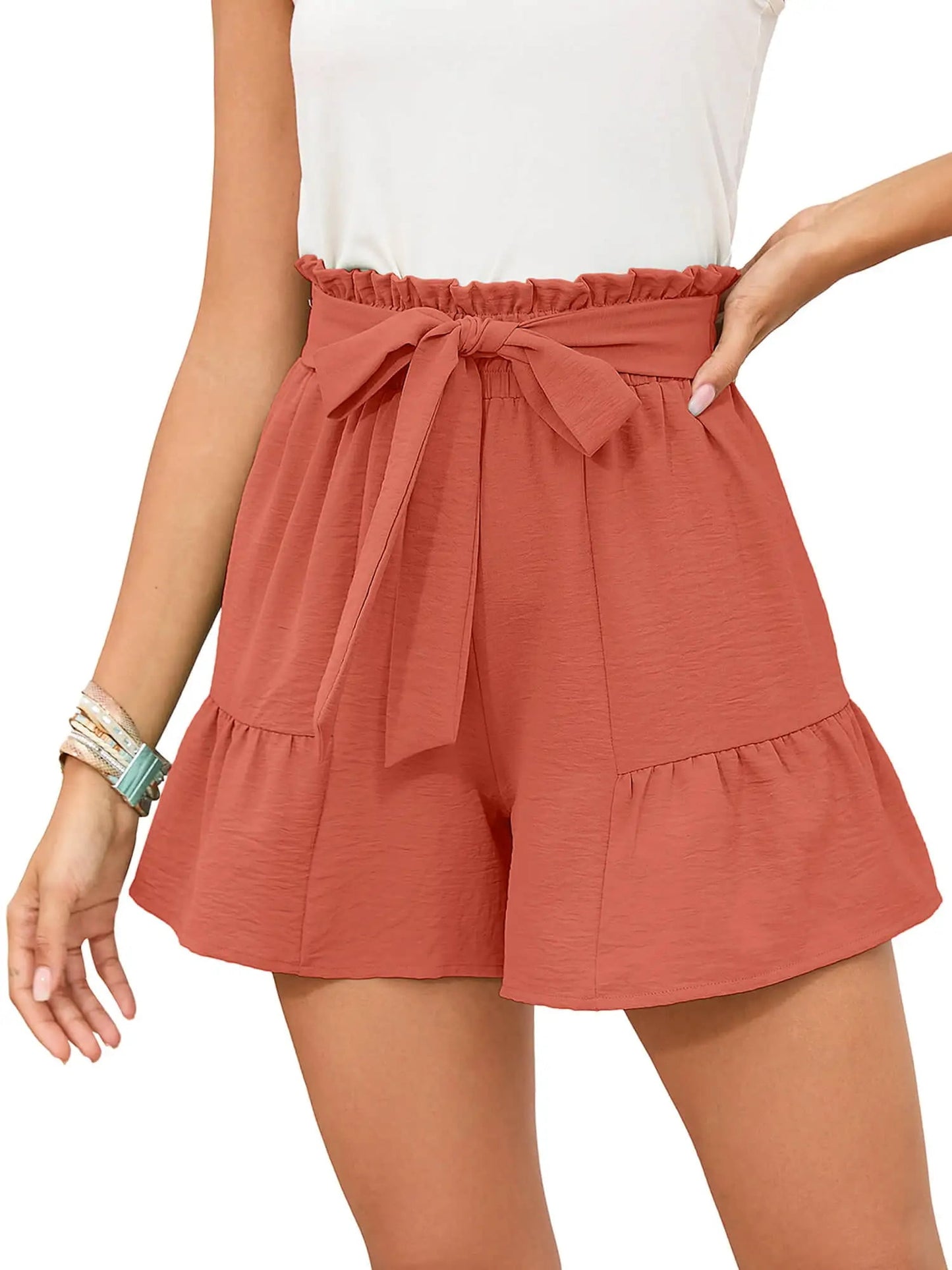 Summer High Waist Wide Leg Shorts for Womens Casual Loose Elastic Waist Lounge Beach Shorts with Pockets, US Size 2XL, Dark Blue