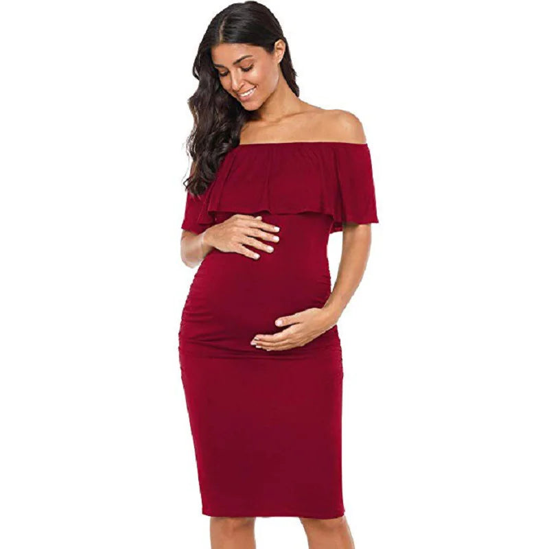 2019 Women's Floral Off-Shoulder Maternity Dress