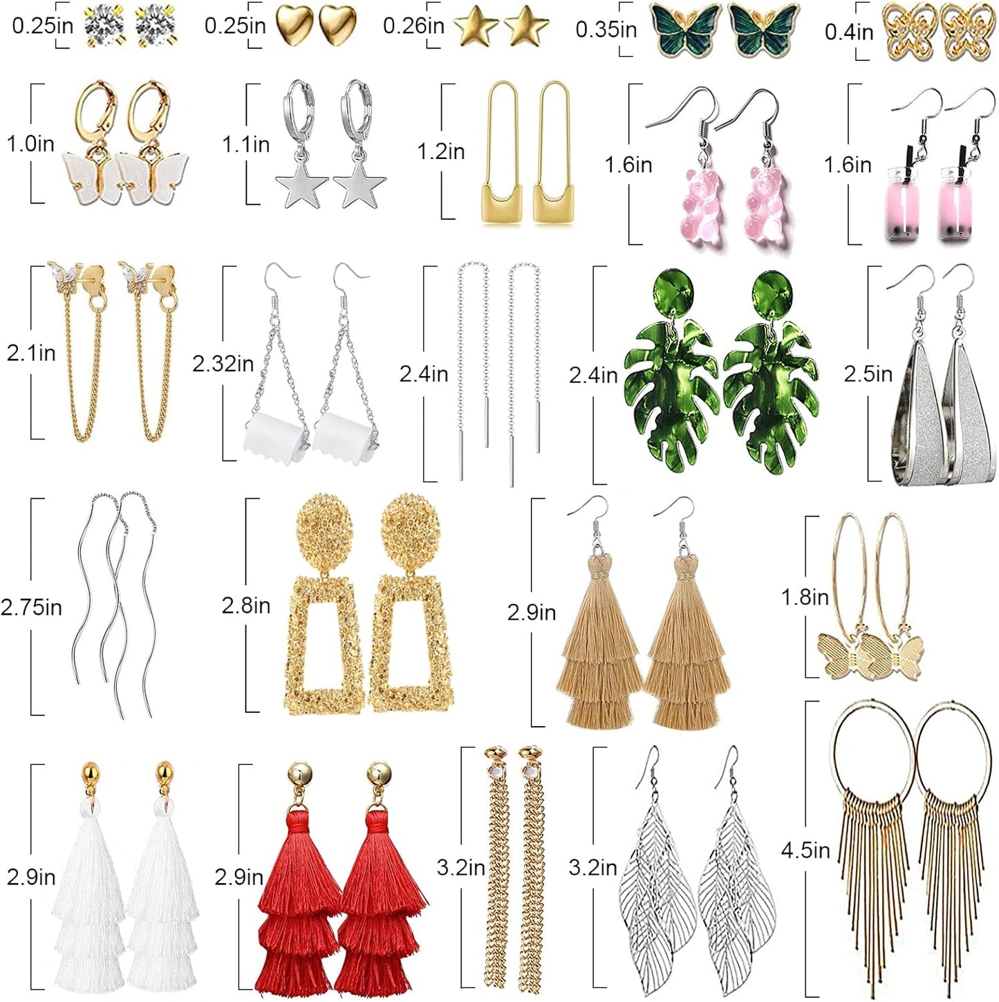 47 Pairs Trendy Boho Teardrop Geometric Acrylic Rattan Statement Dangle Drop Earrings for Christmas