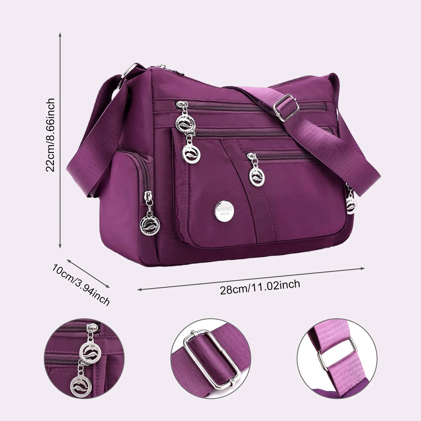Crossbody Bags for Women, Multiple Pockets Shoulder Bag, Ladies Purses Fashion Handle Satchel - Black