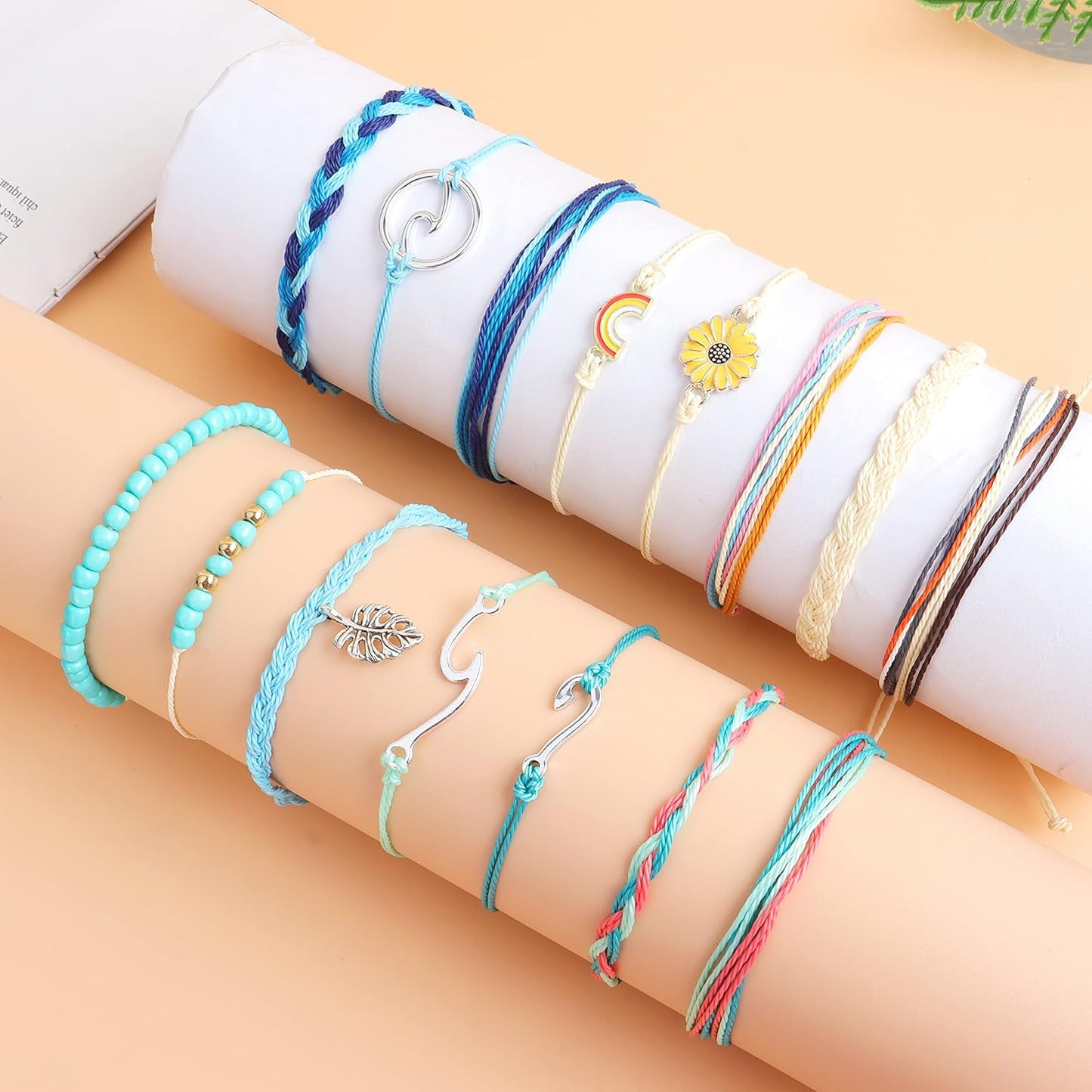 Friendship Bracelets Boho Anklets for Women Waterproof String Bracelets Summer Beach Jewelry Trendy Stuff Adjustable Wave Surfer Bracelet Gifts for Firend Vacation Jewelry for Women