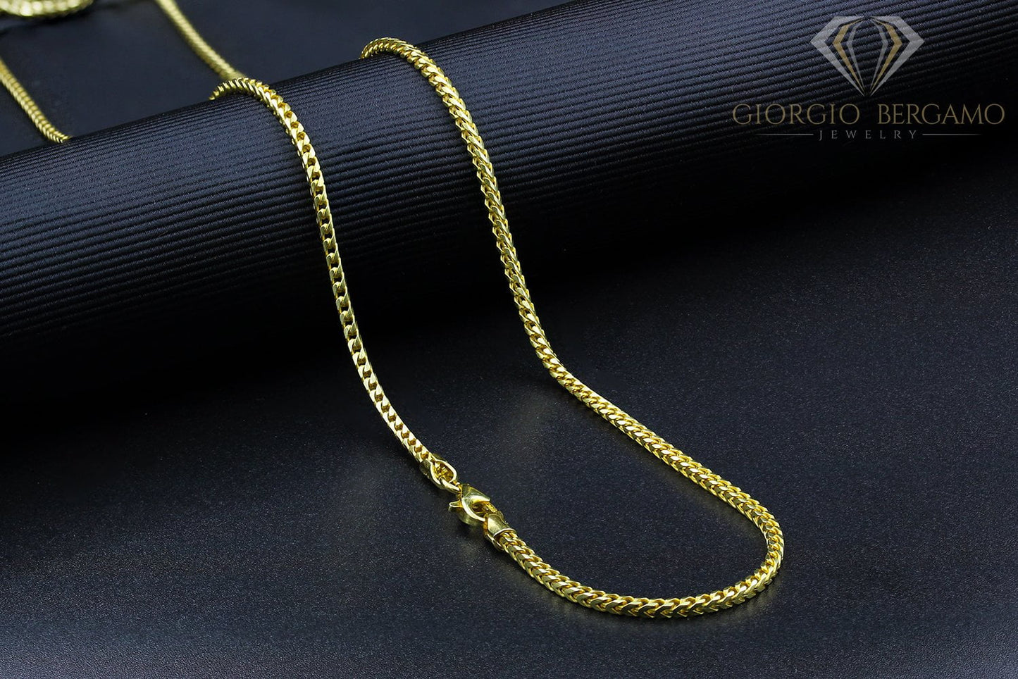 925 Italian Sterling Silver 2Mm Solid Franco Chain, FREE Microfiber Cloth, Yellow Gold Plated Square Box Link Chain Mens Womens Necklace,