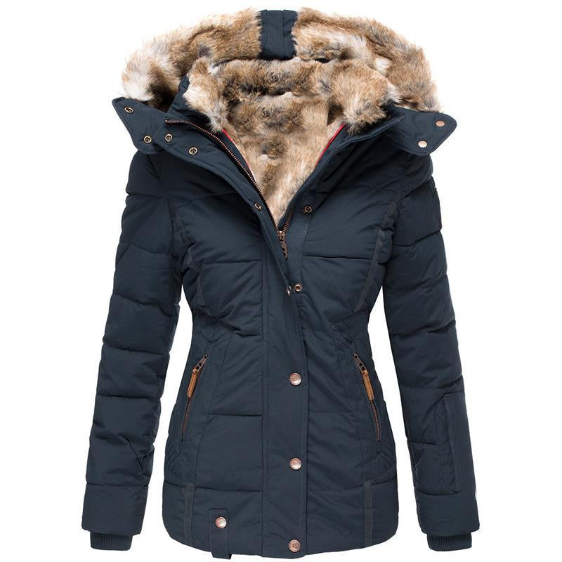 Tankaneo Womens down Coats Winter Zipper Hooded Faux Fur inside Parka down Jackets