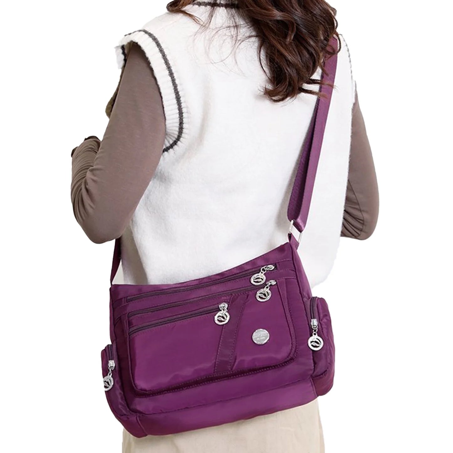 Crossbody Bags for Women, Multiple Pockets Shoulder Bag, Ladies Purses Fashion Handle Satchel - Black