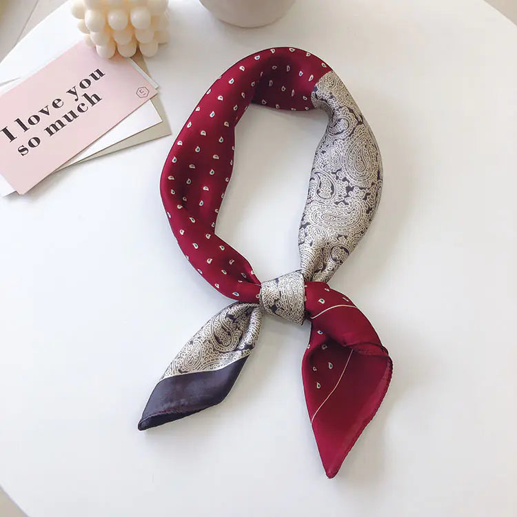 Vintage Cashew-Patterned Silk Scarf for Women