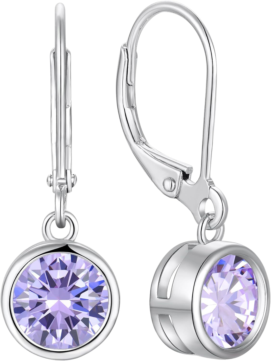 925 Sterling Silver Solitaire Teardrop Dangle Drop Earrings Pear/Heart/Round Cut Birthstone Leverback Earrings Jewelry for Women