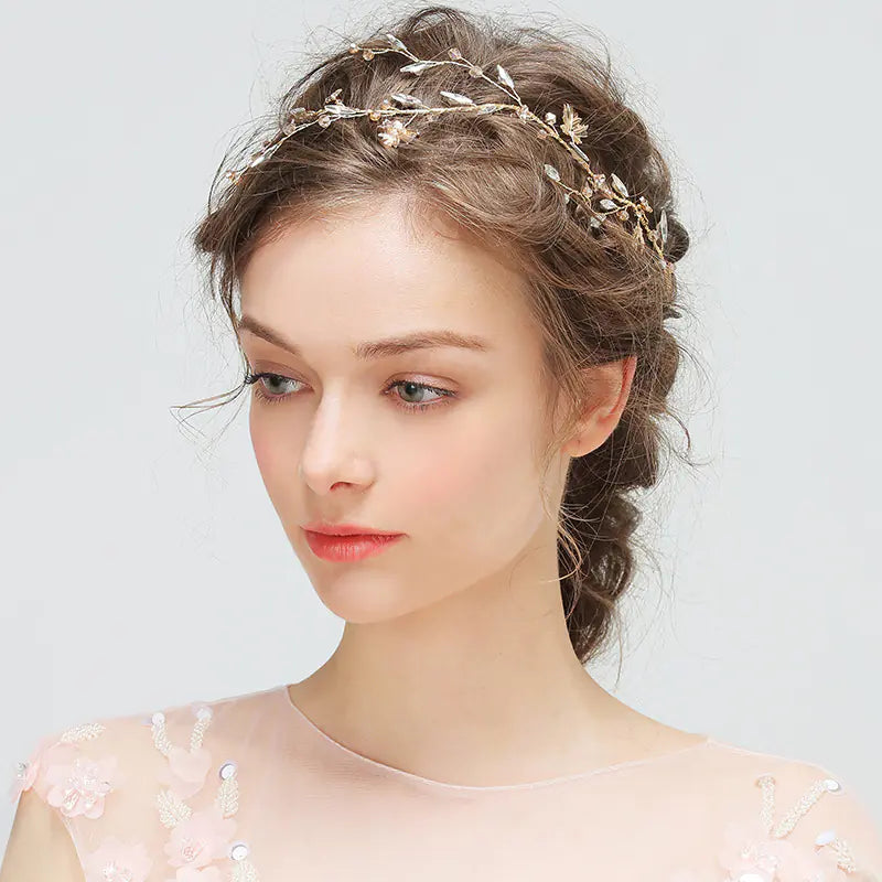 Handmade Bridal Hair Accessories with Crystal Headband