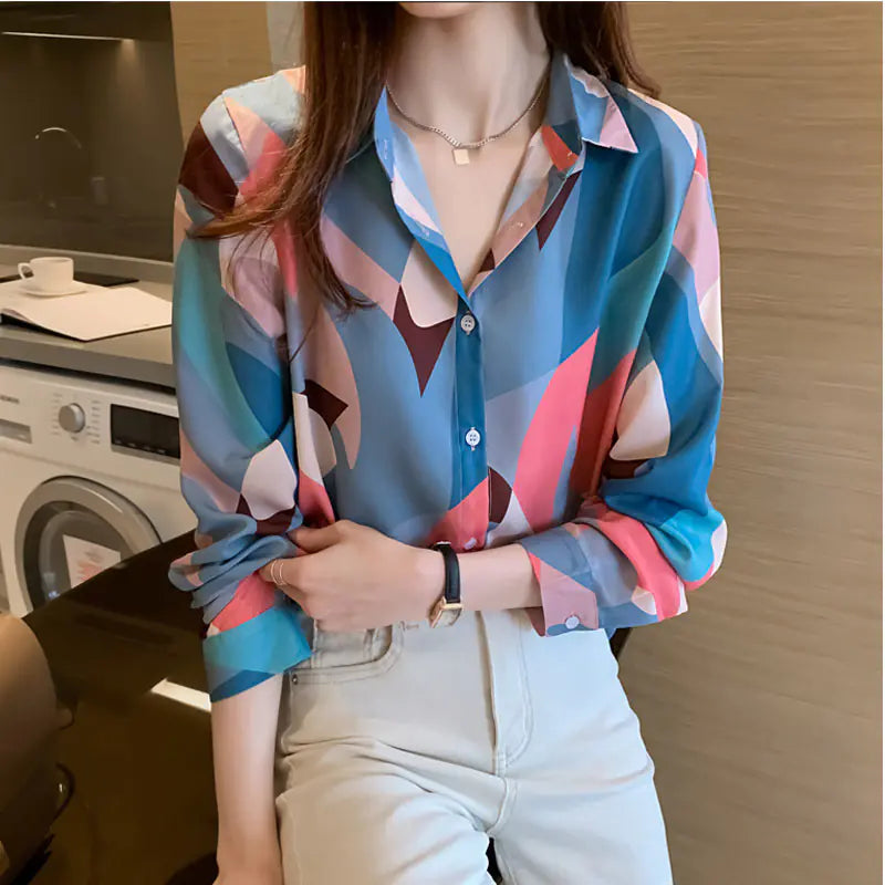 Loose-Fit Chiffon Painting Top for Women