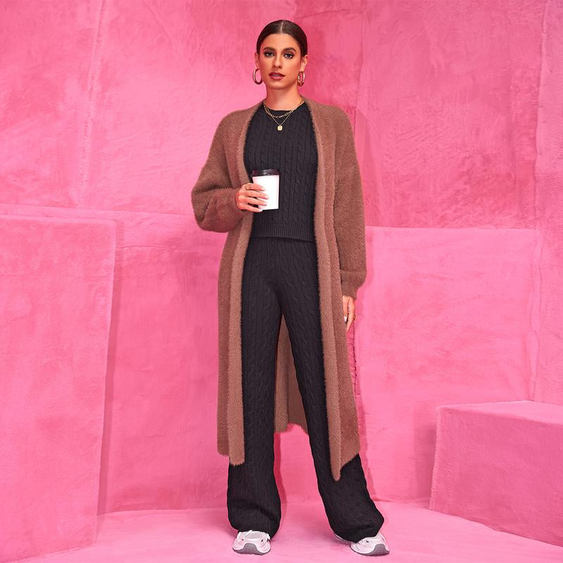 Joyfunear Womens Casual Long Knit Cardigan Long Sleeve Lightweight Open Front Sweater Coats