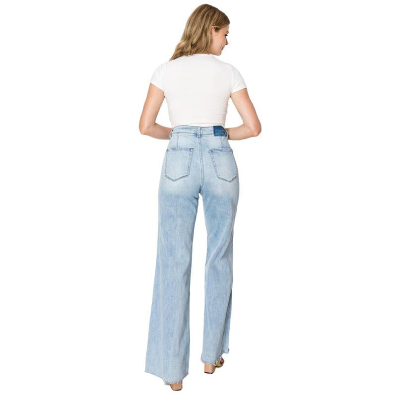 High Waisted Wide Leg Jeans for Women Basic Straight Denim Pants Underwear Trouser Lady Streetwear 8101