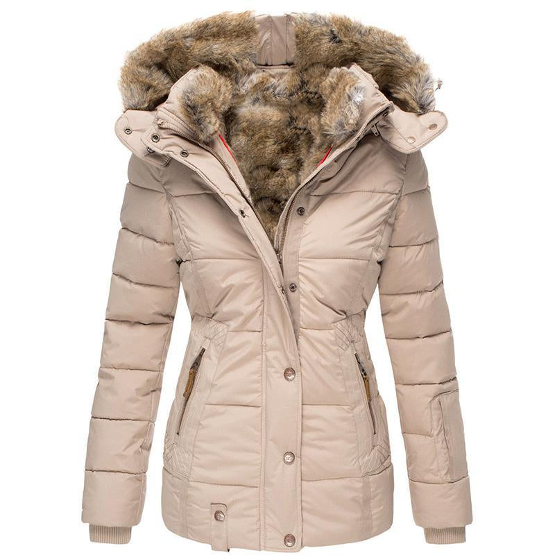 Tankaneo Womens down Coats Winter Zipper Hooded Faux Fur inside Parka down Jackets