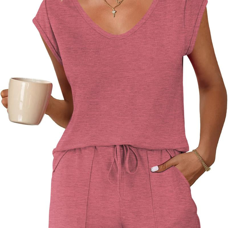 Ekouaer Womens Tops and Shorts Cute Sets Comfy 2 Piece Lounge Set S-XXL