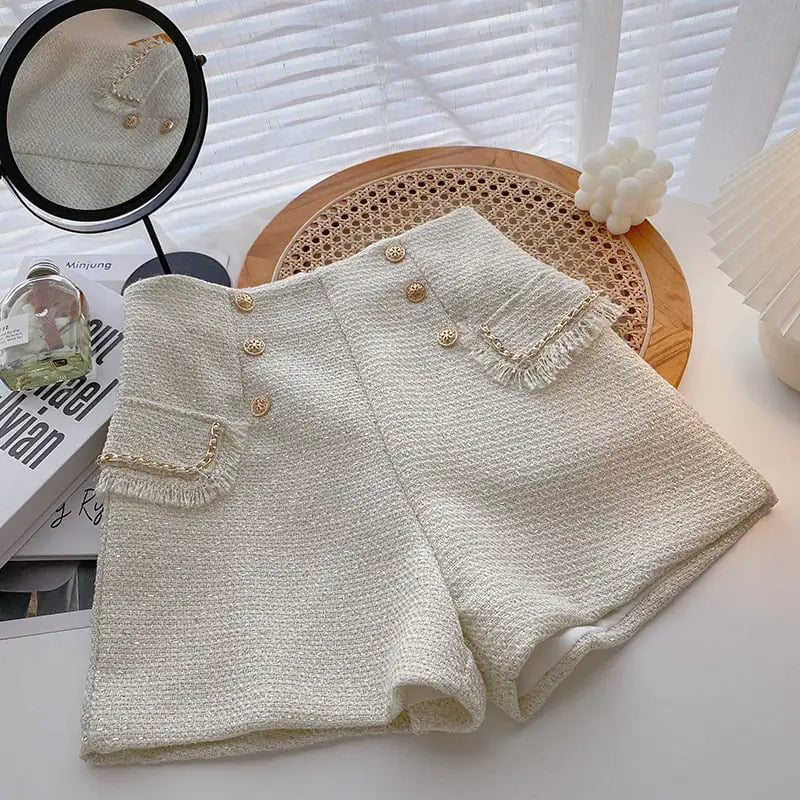 Double Breasted High Waist Shorts for Women