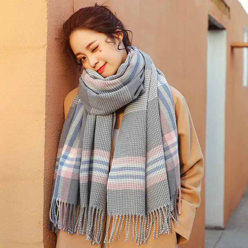 Houndstooth Pattern Thick Warm Scarf for Women