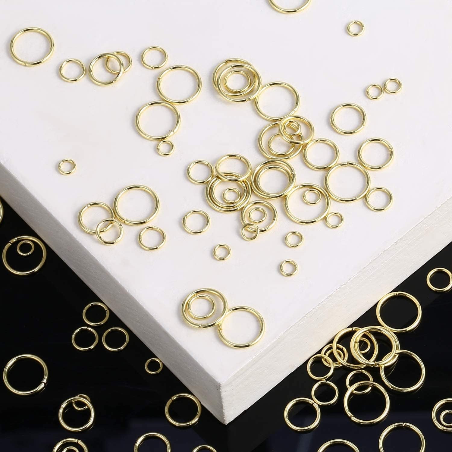 14K Gold Plated Jump Rings 900PCS 4/6/8/10 Mm Gold Jump Rings Strong Open Ring Bulk for Necklace Bracelet Earrings Jewelry Making