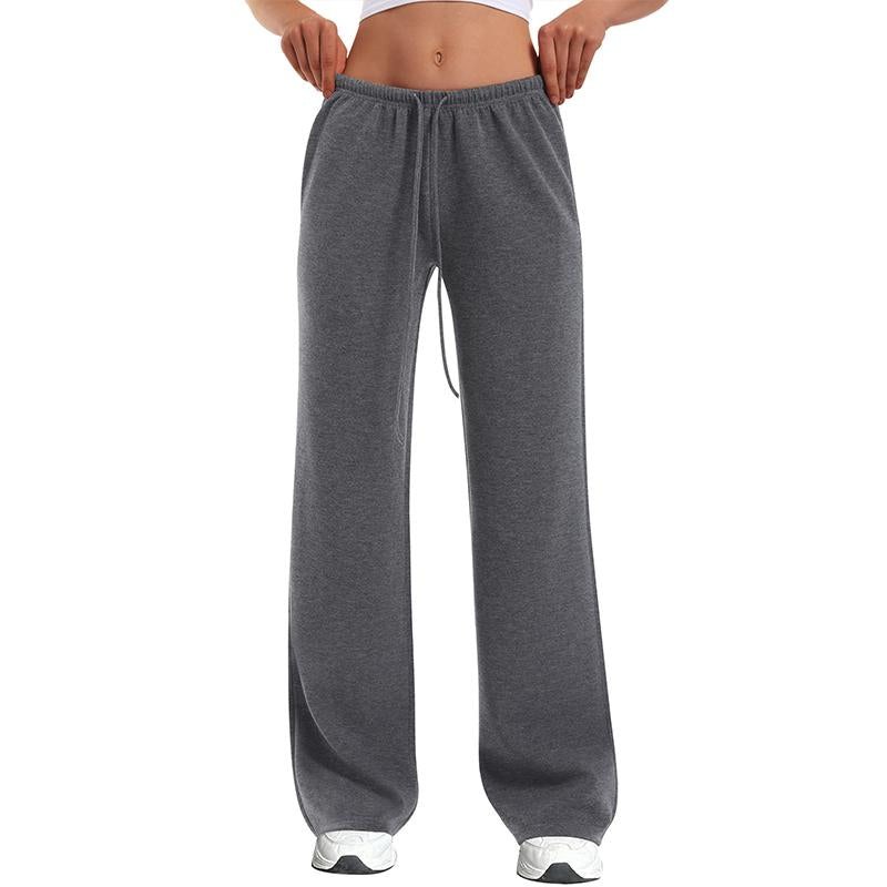 Women'S Wide Leg Sweatpants Straight Leg Lowrise Sweat Pants Drawstring Elastic Low Waist Pants with Pockets