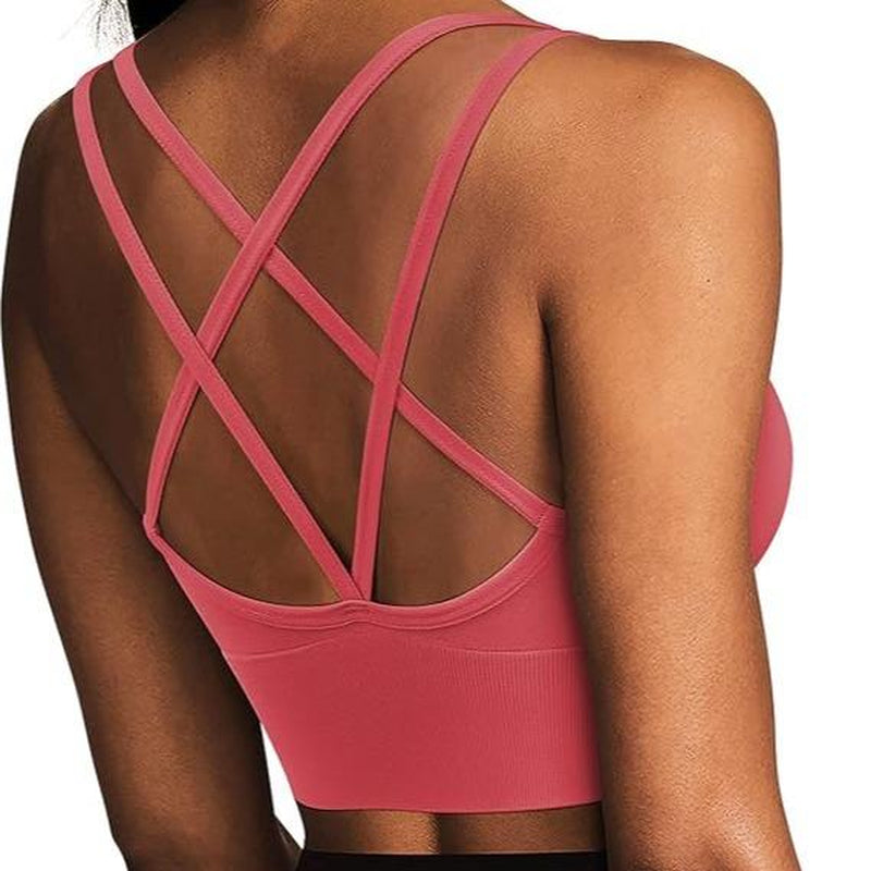 Women'S Sports Bras Seamless Longline Sports Bra for Women Pack with Removable Pad