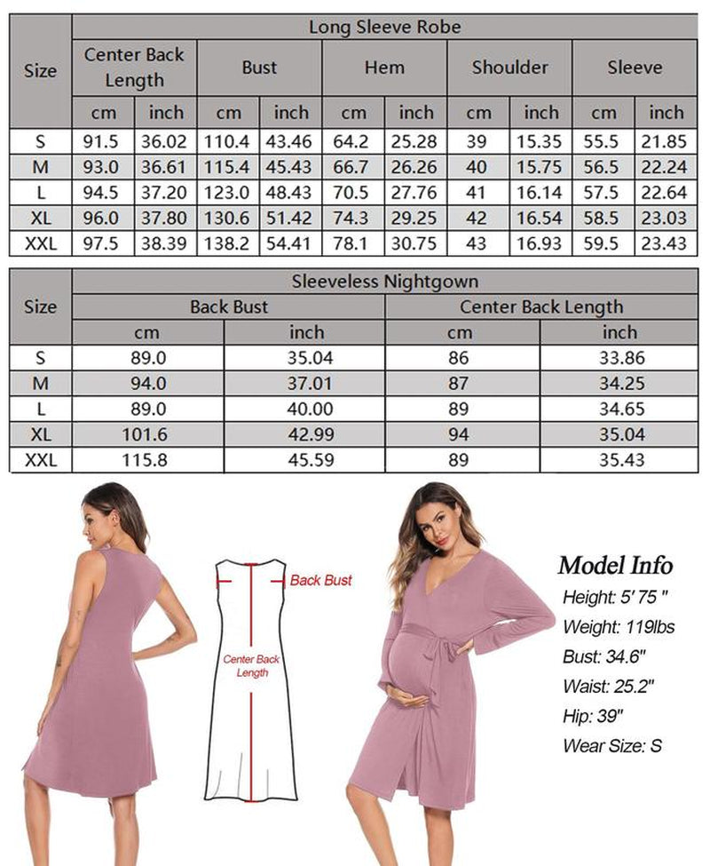SWOMOG Women Maternity Nursing Gown and Robe Set 3 in 1 Soft Modal Fabric Nursing Gown for Hospital Bathrobe Pregnancy Postpartum Outfits Pregnant