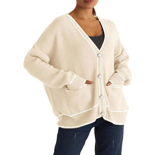 Fisace Womens Button down Cardigan Sweaters V Neck Open Front Oversized Knit Long Sleeve Fall Coat