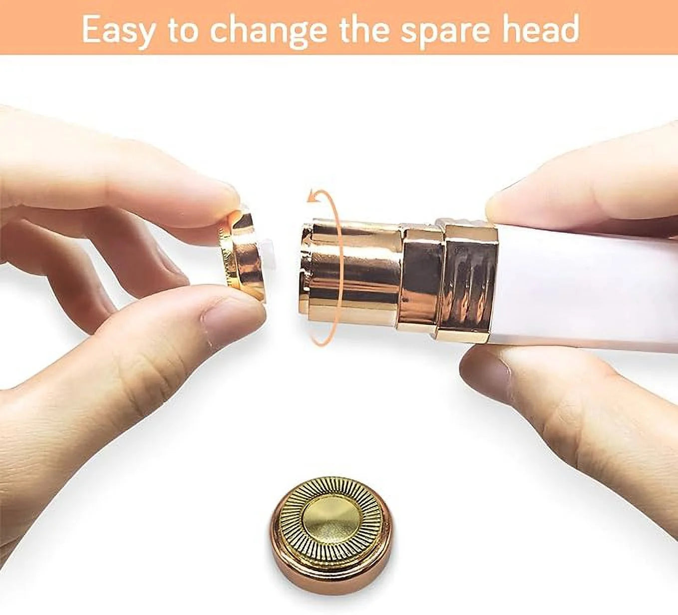 Facial Hair Remover for Women, Painless Flawless Hair Removal Portable Mini Epilator Electric Shaver Trimmer for Lady with Hair Remover Replacement Head, Cleaning Brush and Built-In Light (White)