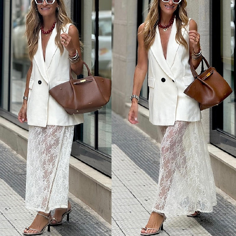 Lace Jacket and Skirt Two-Piece Set