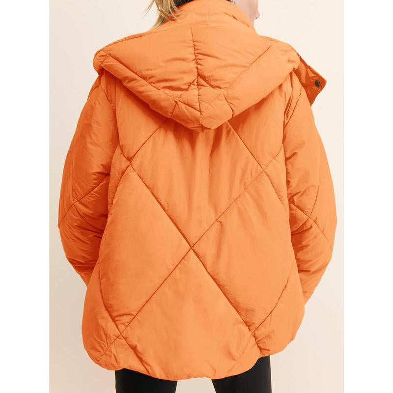Fisace Womens Zipper Hooded Puffer Jacket Long Sleeve Winter Warm down Coats with Pocket