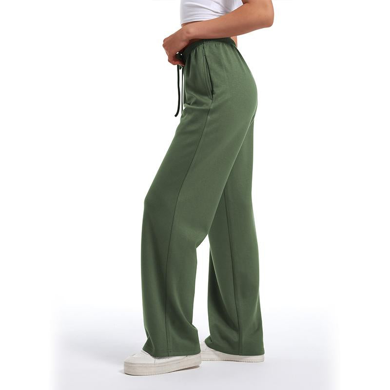 Women'S Wide Leg Sweatpants Straight Leg Lowrise Sweat Pants Drawstring Elastic Low Waist Pants with Pockets