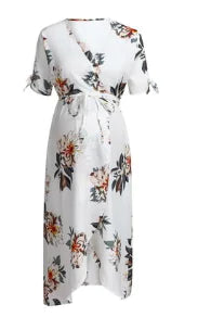 Maternity Floral Dress - Women's Casual Wear