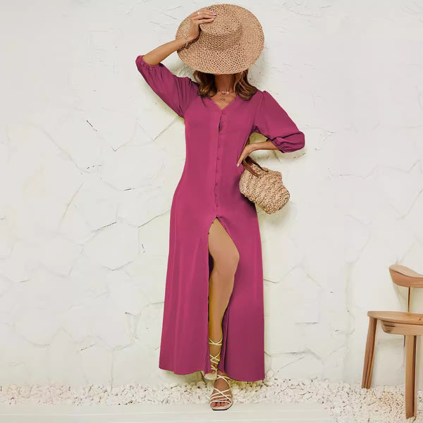 Women's Casual Long Dress with Buttons
