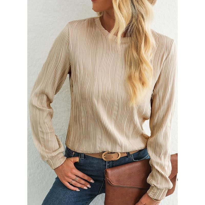EVALESS Women'S Casual Sweatshirt Tops Trendy Long Sleeve Crewneck Basic Solid Loose Textured Shirts 2025 Fashion Womenswear Outfits Clothing