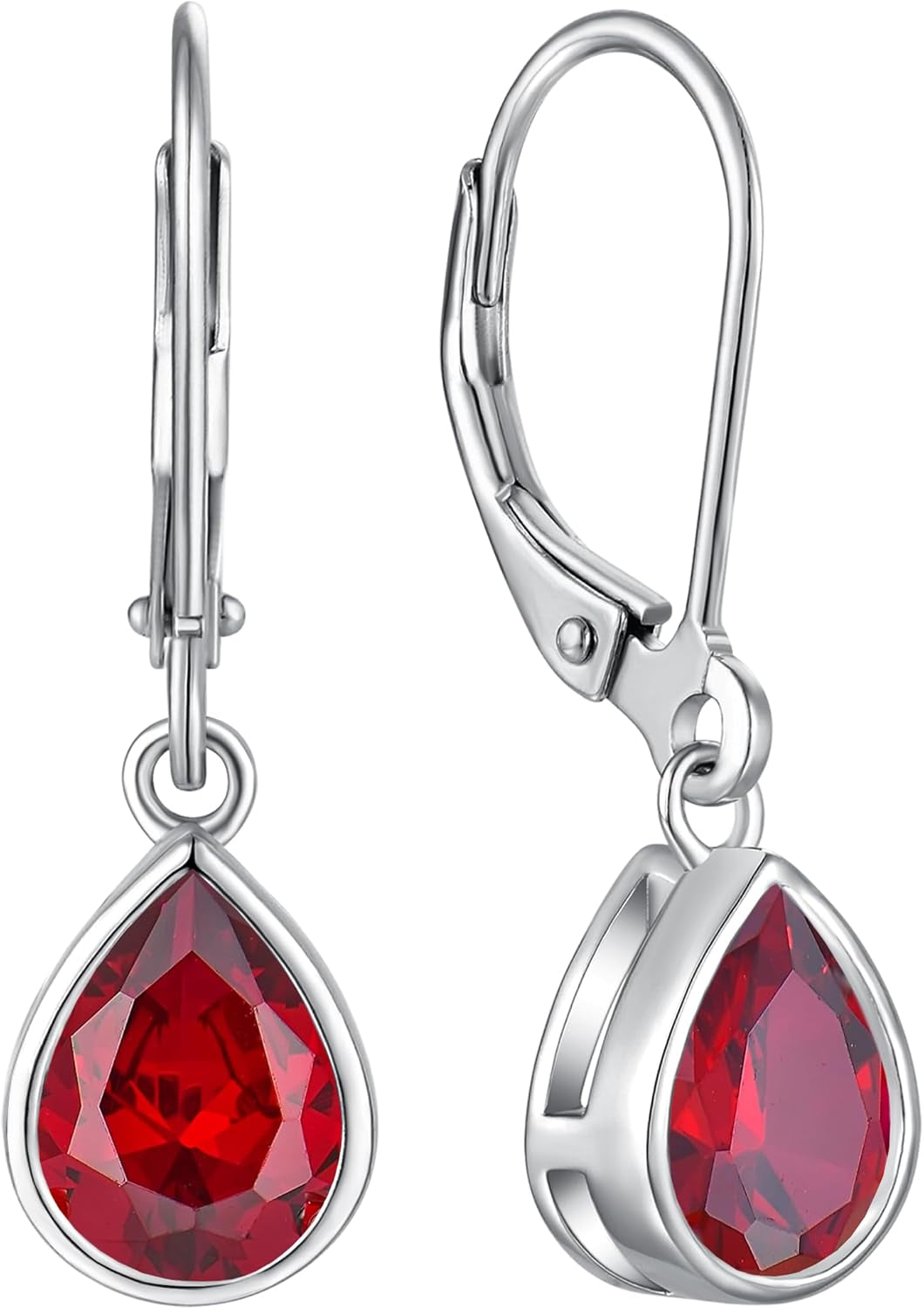 925 Sterling Silver Solitaire Teardrop Dangle Drop Earrings Pear/Heart/Round Cut Birthstone Leverback Earrings Jewelry for Women