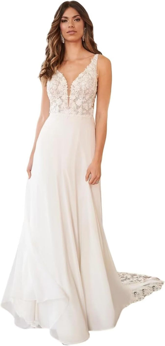 Lace Beach Wedding Dresses for Bride 2025 Mermaid Long Bridal Gowns Boho Wedding Gowns for Women