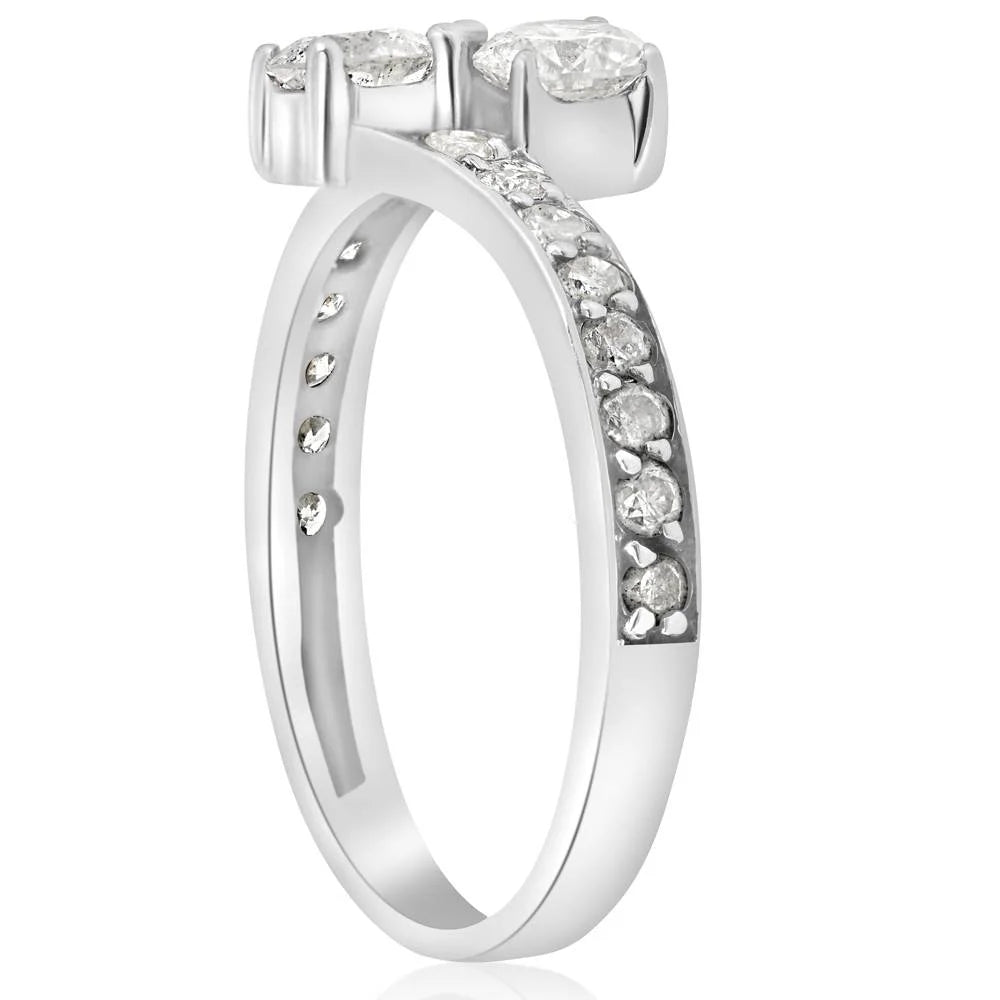 Pompeii Forever Us Two Stone round Diamond 1 Ct Solitaire Ring 14K White Gold