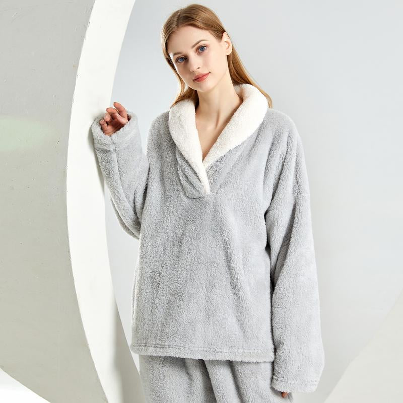 Arssm Women' S Fluffy Pajamas Set Fleece Pullover Pants Loose Plush Sleepwear 2 Piece Pjs Set Warm Loungewear Fuzzy Outfit Long Sleeve Pajama Sets Women