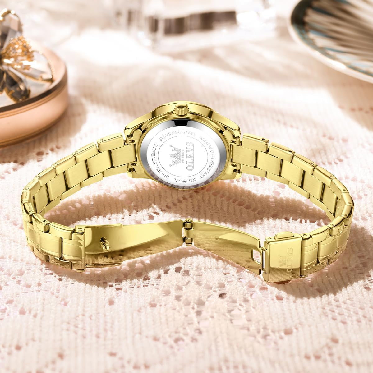 Women Watches Gold Silver Stainless Steel Waterproof Analog Large Easy Reader Day Date Ladies Wrist Watches