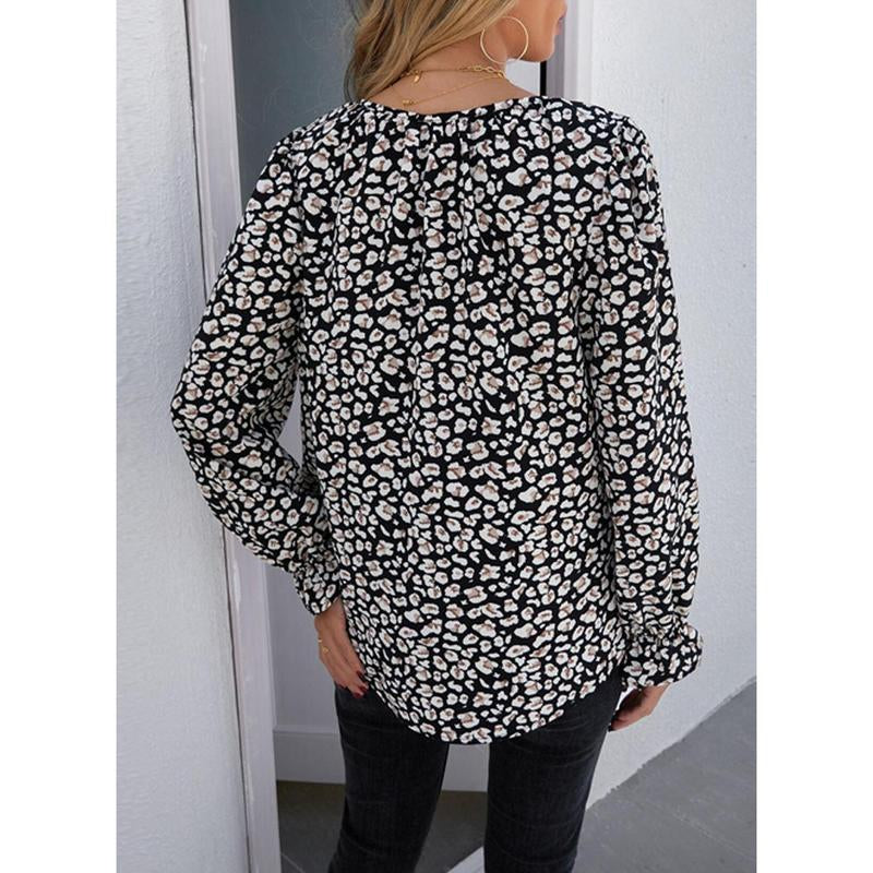 Dokotoo Women'S Casual Boho Floral Printed V Neck Tops Drawstring Short Long Sleeve T Shirt Blouses