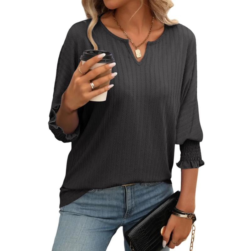 Dokotoo Tops for Women Casual Loose V Neck Tshirt Shirts for Women Summer Basic Solid 3/4 Sleeve Blouses Womens Top 2025 Fashion Trendy Short Sleeve Shirt Tees