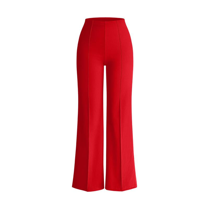 OQQ Women Straight Leg Pants High Waist Casual Lounge Work Basic Pants Vacation Comfort Trouser Minimalist Womenswear Bottom Lady Underwear Nylon