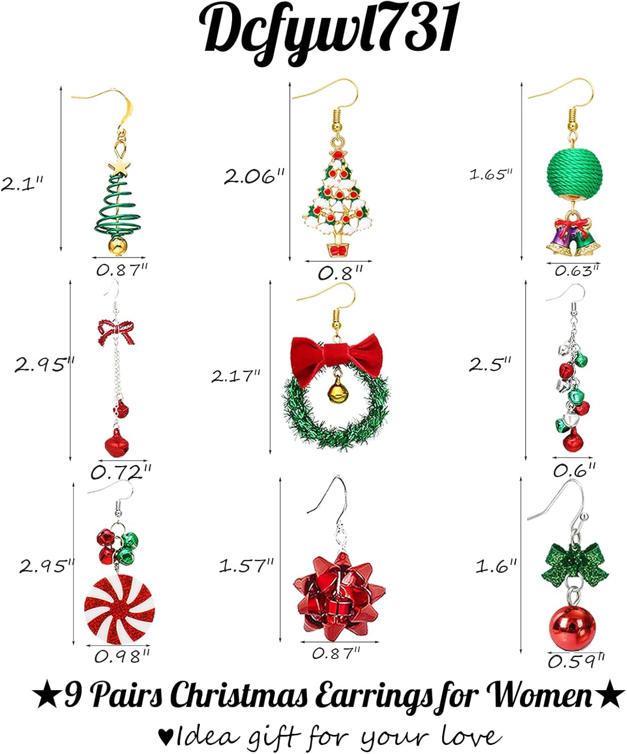 Christmas Earrings for Women Stocking Stuffers Xmas Holiday Stud Earrings Bow Tree Snowflake Bell Reindeer Dangle Earring Christmas Jewelry Gifts Outfits Accessories