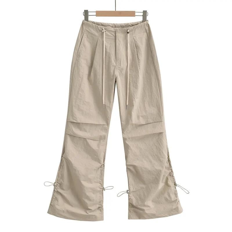 Parachute Pants Low Rise Y2K Clothes Cargo Pants Women Y2K Streetwear Baggy Pants for Women Casual Flare Pants Pink