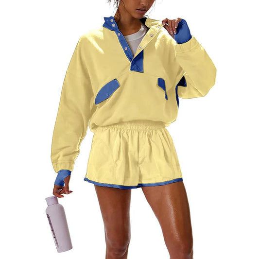 Tanming Women'S Two Piece Short Sets Summer Lounge Sweatsuits Long Sleeve Outfits Travel Tracksuit with Pocket Womenswear Clothes